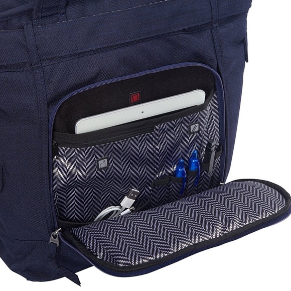 OGIO Women's Melrose Tote Laptop Bag Storm NAVY Large Buttons Pockets - Picture 6 of 7